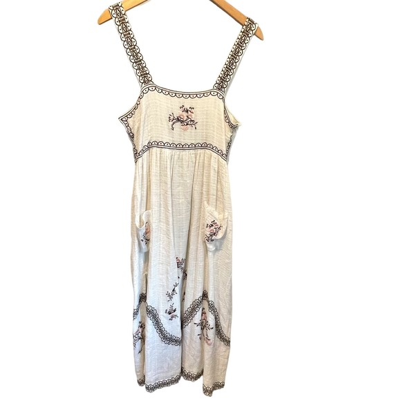 RARE Anthropologie Steele Barlett Ivory Embroidered Midi/Maxi Dress Size XS/S - Picture 3 of 11